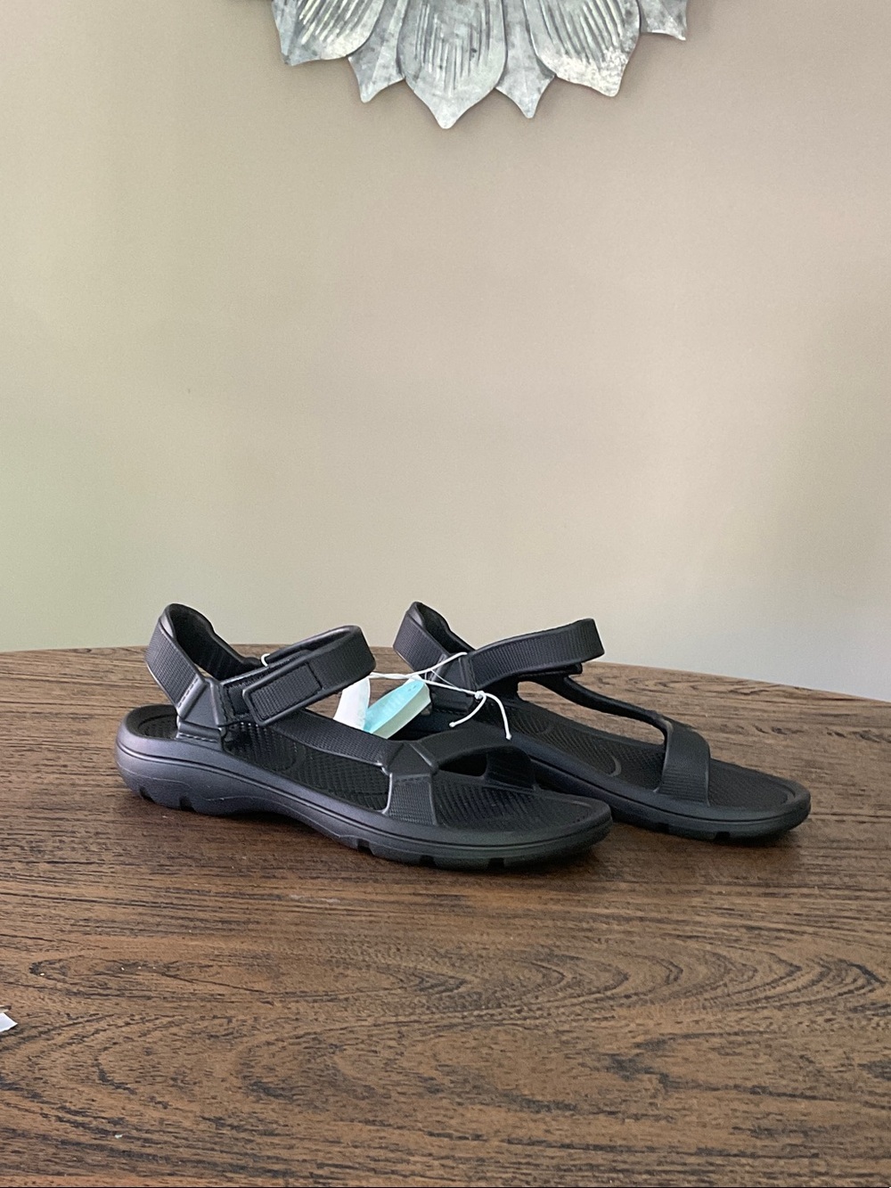 Women's Black Adjustable Strap Comfort Sandals